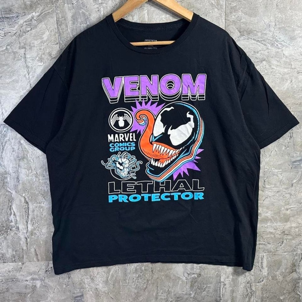 Marvel Venom Lethal Protector Men's Graphic T-Shirt Black Cotton Size XXL‎